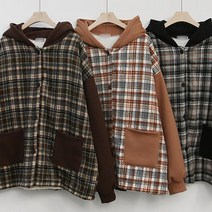 기모 체크 후드 자켓 212K686S 빅사이즈 여성의류DC0101B