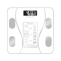 휴대용 저울 블루투스 체지방 규모 스마트 백라이트 디스플레이 물 근육 질량 BMI 체중 욕실, 없음, White Battery