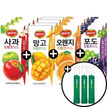 델몬트 드링크 190ml 혼합 16팩 오렌지+포도+사과+망고 각 4팩 + 안티프라그 가글 3스틱 세트상품, 델몬트오렌지4+포도4+사과4+망고4+가글스틱3 세트상품