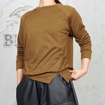 벅시루 여성 기모 리오 짝슬릿 레글런 슬라브 티
