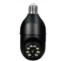 (한글)(무료배송)전구형 무선 CCTV 1080p 720p 2.4G 5G 스마트폰 간편설치 360도 회전 매장 사무실 창고 카메라, 1080p 2.4G(영어) 블랙