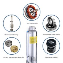 우물 펌프 수중 지하수 수도 1100W DC 72V 태양 저전압 딥 웰 미니 시추공 잠수정 시스템 용 외부 컨트롤러가있는 3 인치 바디, [02] Brass Outlet, [01] 3FLD3.2-120-72-1100