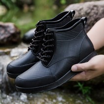 Juli 장화 남성 반바지 미끄럼방지 패션 방수 신발 작업 고무 로우탑 워터 슈즈, 39, 3312퓨어블랙