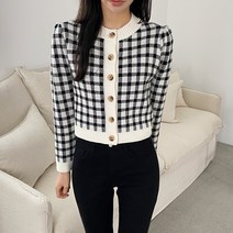 데이트샵 / #22년 카라멜체크가디건 봄니트체크크롭가디건 매장TOP인기상품