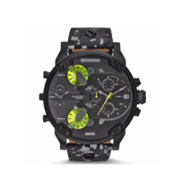 디젤 Mr Daddy 미스터 다 디 2 Camo Leather 4-time Zone Chronograph Watch DZ7311