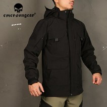 에머슨기어 블루 라벨 시리즈 전술 윈드 위스퍼 전천후 재킷 방풍 소프트 쉘 코트 전투 야외 라이딩 하이킹, L, BK