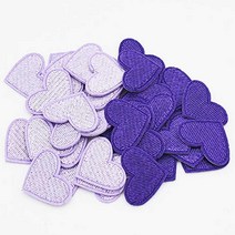 20개 세트 보라 하트 다리미 와펜 패치 가방 의류 모자 단체티 리폼 DIY 바느질 필요없는 자수 와펜 패치