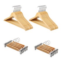 데코트리 고급원목 옷걸이 10p + 바지걸이 5p 세트 FREE, 우드, 2세트