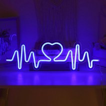 LED 네온사인 하트 심박 간판 네온 미니 전광판 조명 인테리어 실내, 단일사이즈, 블루