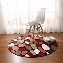 RULDGEE 두꺼운 코랄 벨벳 라운드 카펫 거실 커피 테이블 베이 플로팅 창 걸이 바구니 미끄럼 방지 요가 바닥 매트카펫, Cobbles+Diameter 60cm