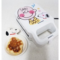 스누피 와플기계 와플기 와플팬 와플메이커 크로플 샌드위치메이커 미니 토스터기, 화이트