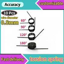 인장스프링 스텐인장스프링 금형 10 Pcs 와이어 직경 0.8mm 3/6/9 코일 스프링 스틸 V-스프링 비틀림 작은 머리핀 180/120/90/60 학위, 0.8mm(60 degrees), 10mm(10pcs), 2.4mm(3 laps )
