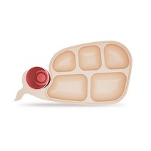 퍼기 가정용 돌고래식판, 파스텔핑크, 식판 + 컵
