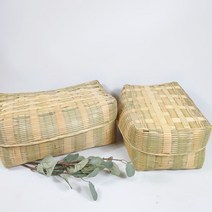 IQPLUS 대나무 석작 바구니, 직사각 소(34x23cm)