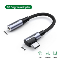 혼케이블 무저항잭 저항잭 동선 ugreen type c 3.5mm 케이블 헤드폰 어댑터 usb c 3.5 잭 오디오 aux 케이블 xiaomi mi 11 oneplus 20, 10cm, 90도