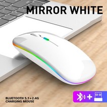 무선 무소음 게이밍 버티컬 마우스 블루투스 2 In 1 듀얼 모드 광학 2.4G 인체 공학적 휴대용 충전식 노트북용, White