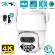펫카메라 업소용CCTV 4K 8MP 2.8 + 12mm 듀얼 렌즈 와이파이 PTZ 카메라 8X 디지털 줌 컬러 나이트 비전 인간 감지 CCTV 비디오 감시 IP, 8MP 128G Card_KR | 3.6mm
