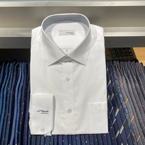 듀퐁셔츠 SE2FM12LS702SWH 비지니스 라인 화이트 솔리드 소매 로고 카라 배색 일반 핏 셔츠