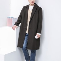 [오버나인] 남자 울 모직 루즈핏 싱글 롱 코트