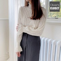올리비에스클로젯 [올리비에스클로젯]하트 레이스 프릴반목 블라우스_O2301BL006A