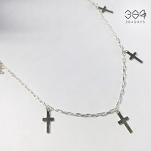 364days 십자가 레이어드 장식 목걸이 남녀공용 초커목걸이 925실버 은목걸이 기독교 선물 미니십자가 교회목걸이 사이즈 선택가능