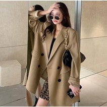 Momolatti 여성용 더블 버튼 클래식 블레이저 오버핏 자켓