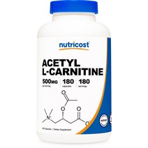 아미노산 Nutricost Acetyl L-Carnitine 500mg 아세틸 L-카르니틴 노화방지, 180정 x 1병