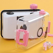 메가굿즈 뉴트로 방수 토이카메라 화이트핑크 다회용 필름카메라 입문용 토이카메라 방수케이스