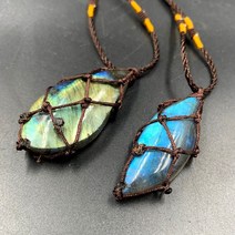 BISMUTH 비스무트 천연 석 크리스탈 래브라도라이트 스톤 원 펜던트 선스톤 점술 영적 명상 쥬얼리 목걸이, 1.파란