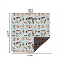 도톰 방수 피크닉 매트 방습 두툼한 돗자리 캠핑 소풍 산책 나들이, 동물친구들, 200x200cm