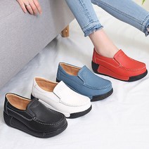 THE 여성용 발편한 가죽 통굽 쿠션 슬립온 5cm