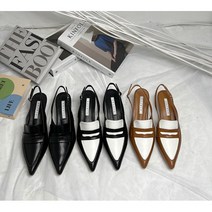 여자 커리어우먼 스타일 배색 포인트 슬링백 펌프스