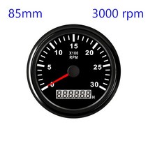 타코메타 타코미터 보트 85mm 방수 자동차 트럭 rpm 아워 포함 3000/8000rpm 선외 모터 디젤 가솔린 레드, 14 Black 3000 rpm