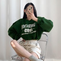 티데일리 여성용 스트링 기모 크롭 맨투맨