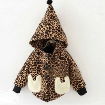 행복한초록 겨울 호피꼬깔 패딩잠바(3~12개월 사이즈만)