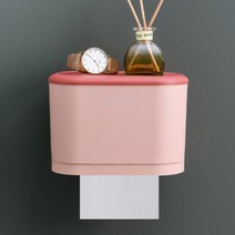 욕실 주방 침실 티슈 박스 화장지 홀더 종이 디스펜서 벽걸이 롤 용지 보관함 무료 펀칭, Pink small