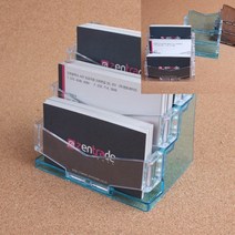 3단 명함꽂이 파랑 우드가격표꽂이 사무실책상이름표 우드가격표 빵가격표 쿠폰함 모니터종이홀더 빵네임택 명, 투명