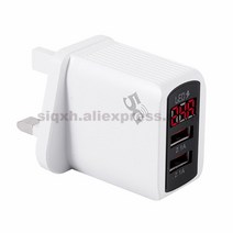 가성비100 피스 12W 고속충전 프로 호환 샤오미 LED 디지털 디스플레이 핸드폰 2.4A 듀얼 USB, 03 영국_01 WHITE