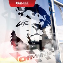 스티커101 자동차스티커 라이언페이스 사자 주문제작 캠핑카 카라반 반사지, 화이트, 1개