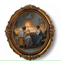 7인치 빈티지 앤틱 소녀 액자 그림 장식 유럽 초상화, 빛아래