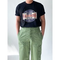 남자 루즈핏 빈티지 할리데이비슨 프린팅 반팔티셔츠 블랙