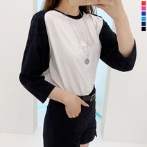 티데일리 남녀공용 나그랑 7부 티셔츠 라운드 무지 긴팔티 S~3XL 긴소매