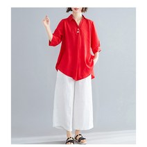 Makone 차이나 면 린넨 셔츠 빅사이즈 루즈핏 여름 린넨 셔츠