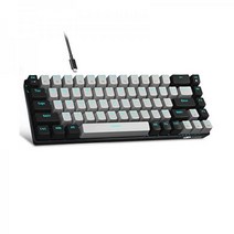 MageGee 포터블 60% Mechanical 게이밍 키보드 MK-박스 LED 백릿 컴팩트 68 Keys 미니 와이어드 오피스 블루 스위치 윈도우 랩탑 PC Mac - 블랙/화이, 회색/파란색 스위치, 텐키리스