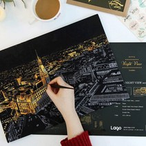 스크래치북 성인 학생 나이트뷰 스크래치 페이퍼 북 집에서 혼자 놀기 DIY 명화 컬러링북 색칠 공부 하기 도안 취미 놀이, 01.런덴빅벤