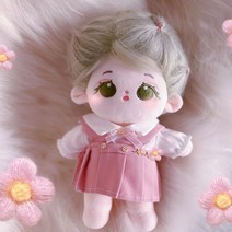 20cm솜인형 본체 봉제 여자 아이돌인형 바디 긴머리 솜깅이, 인형+빨간 학원옷, 20cm 뼈대 있음