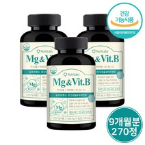 고함량 마그네슘 비타민B 영양제 활력 에너지 보충 신경 근육 기능 유지 영양제 사은품 증정, 3통