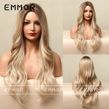 가발녀 롱 웨이브 내추럴 볼륨 구미풍 그라데이션 골드 웨이브 풀오버 wigs, 그라디언트 골드