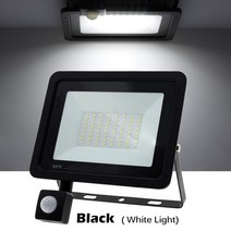 재실 감지기 모션 센서 PIR LED 투광 조명 220V 방수 스포트라이트 30W 50W 100W 벽 램프 반사경 정원 거리용 야외, 01 Black - White Light_02 20W