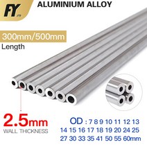 알루미늄 아연 사각 파이프 FUYI 25mm 두께 760mm OD 스트레이트 300mm 500mm 긴 원형 6063 합금 튜브, OD 24 x ID 19mm+300mm, OD 24 x ID 19mm+300mm